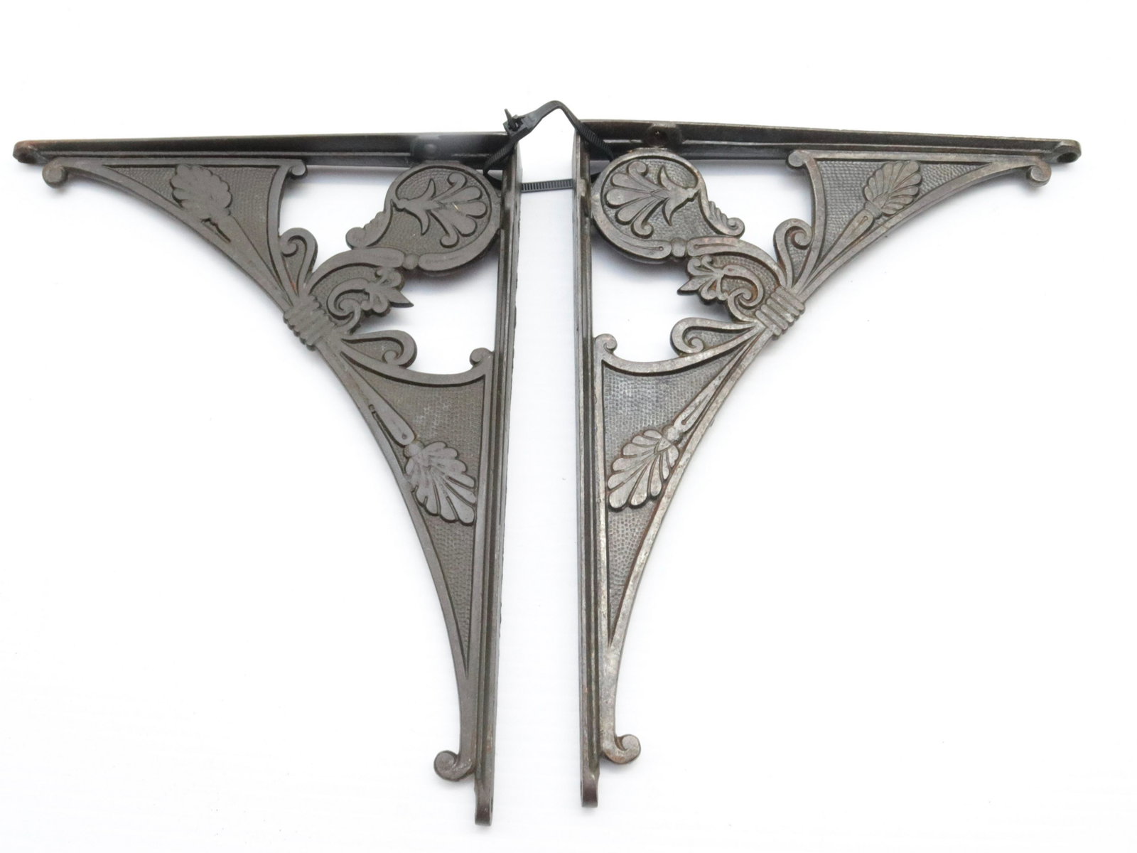 PAIR OF VICTORIAN SHELF BRACKETS: PAINTED SURFACE 10" X 8.25"