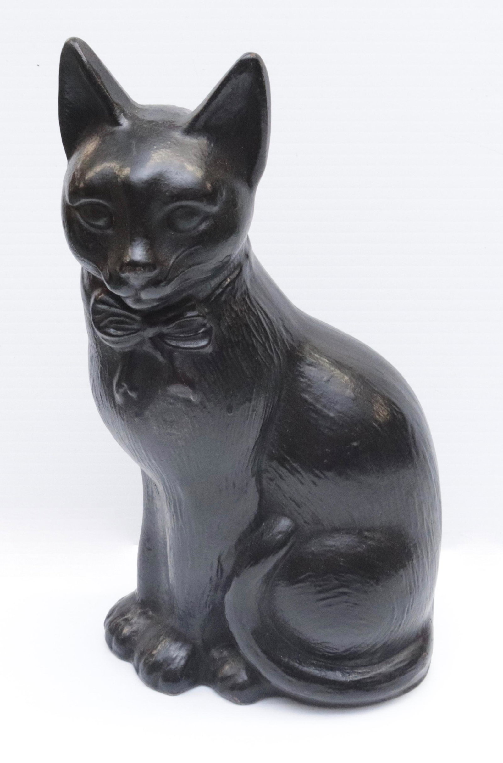 CAST IRON CAT DOORSTOP: PAINTED BLACK. HOLLOW BODY 11.25" H