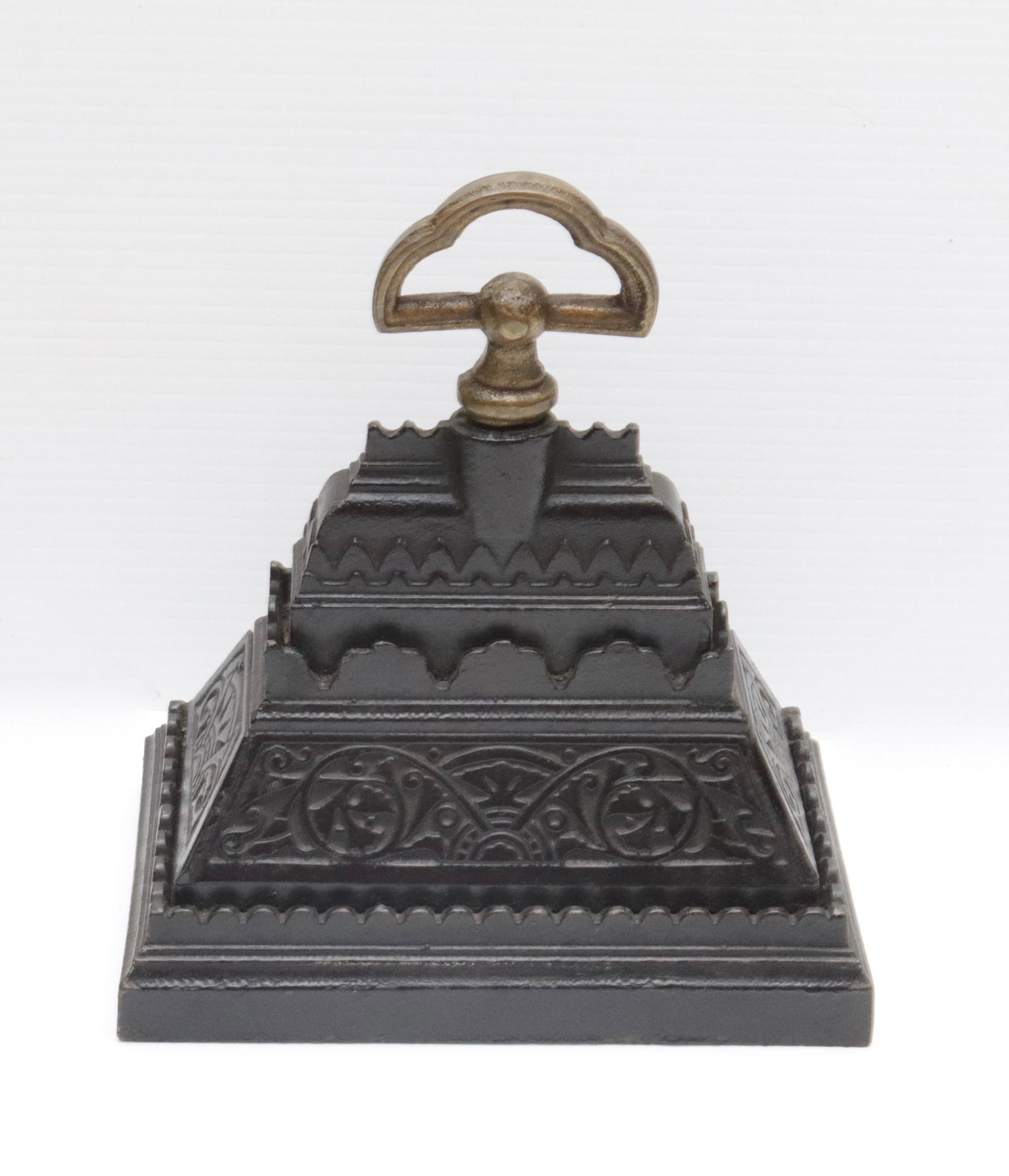 CAST IRON VICTORIAN DOORSTOP: PAINTED SURFACE. MRKD. KENRICK & SONS #488 ON BOTTOM 9.25" H X 8" W