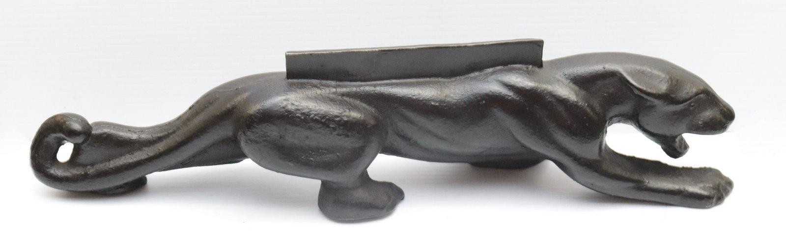CAST IRON PANTHER BOOT SCRAPER: BLACK PAINTED SURFACE 21" L