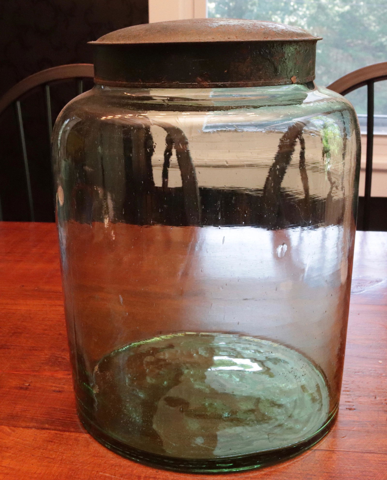 GREEN GLASS STORAGE CONTAINER (1 of 3)