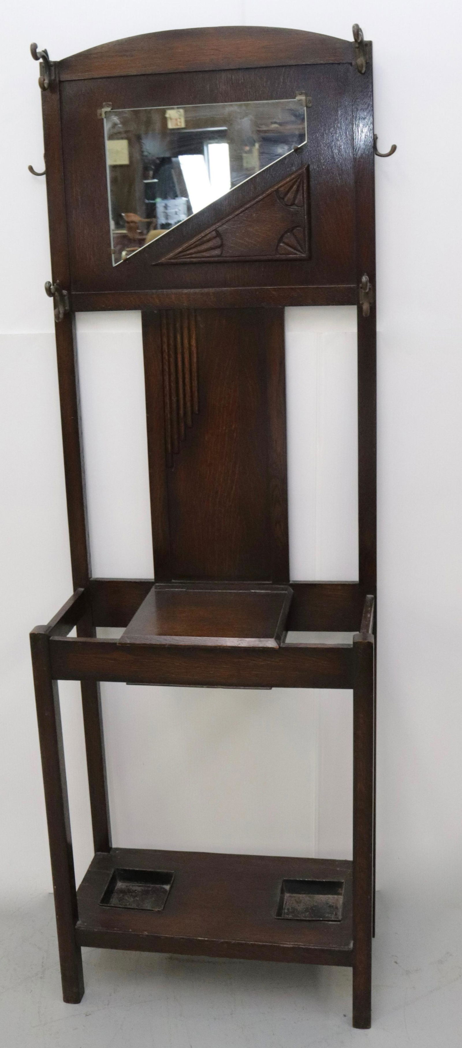 ANTIQUE OAK HALL RACK (1 of 2)