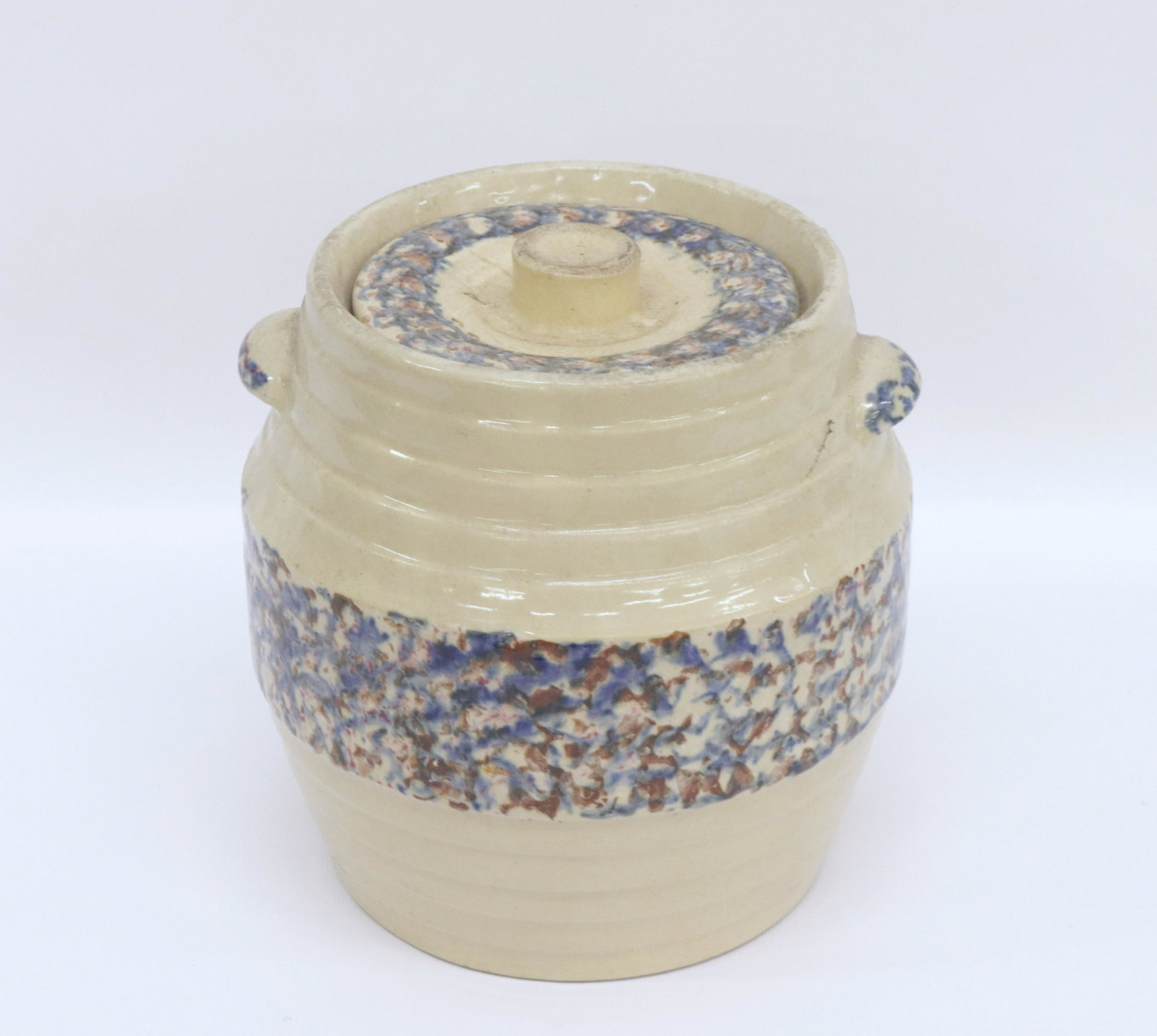 SPONGEWARE COOKIE JAR: SPONGED LID AND JAR 8.25" H