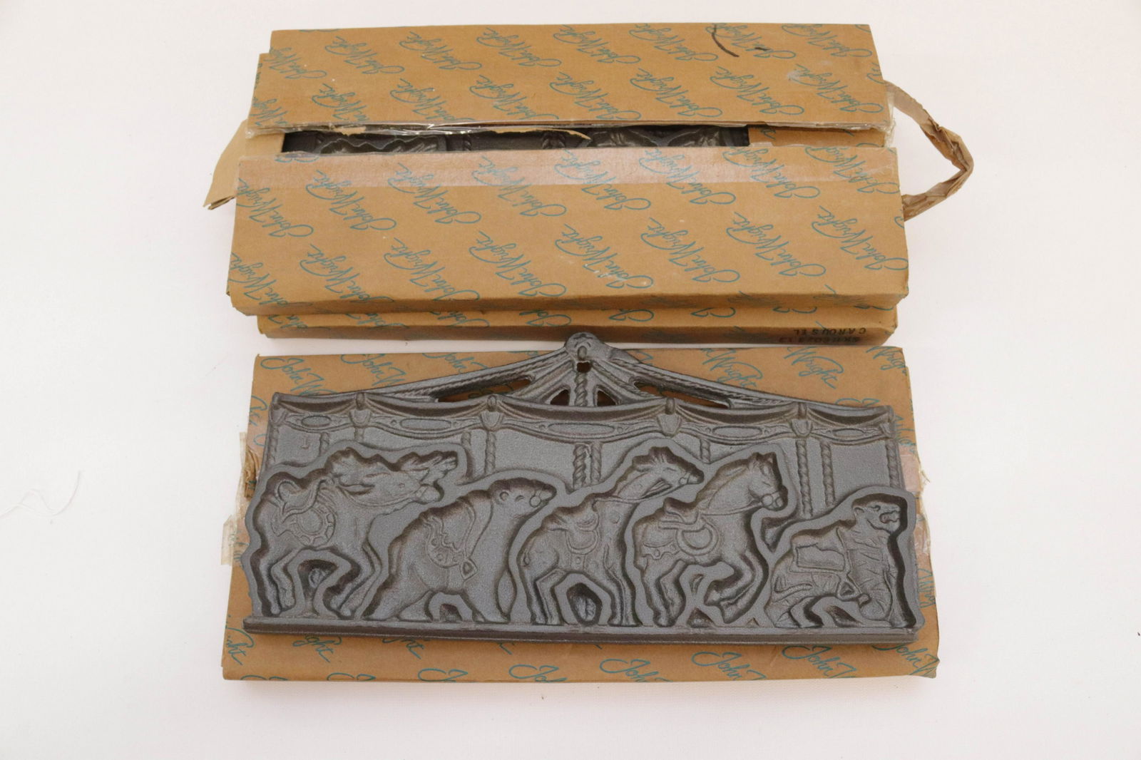 THREE JOHN WRIGHT PANS: CAROUSEL PANS IN ORIGINAL BOXES 13" L