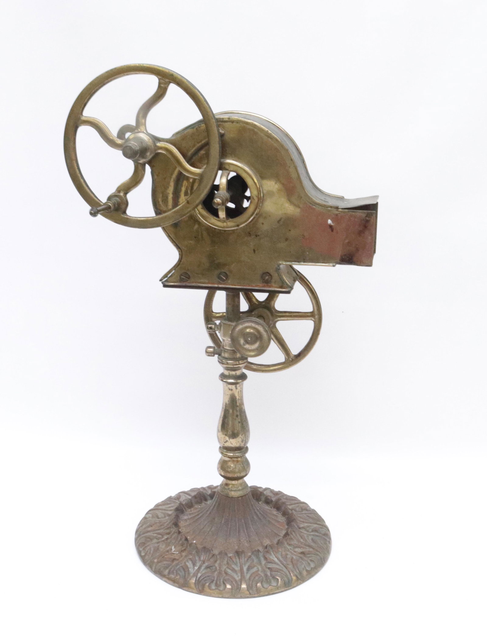 MECHANICAL BRASS BELLOWS: ORNATE BASE 22" H