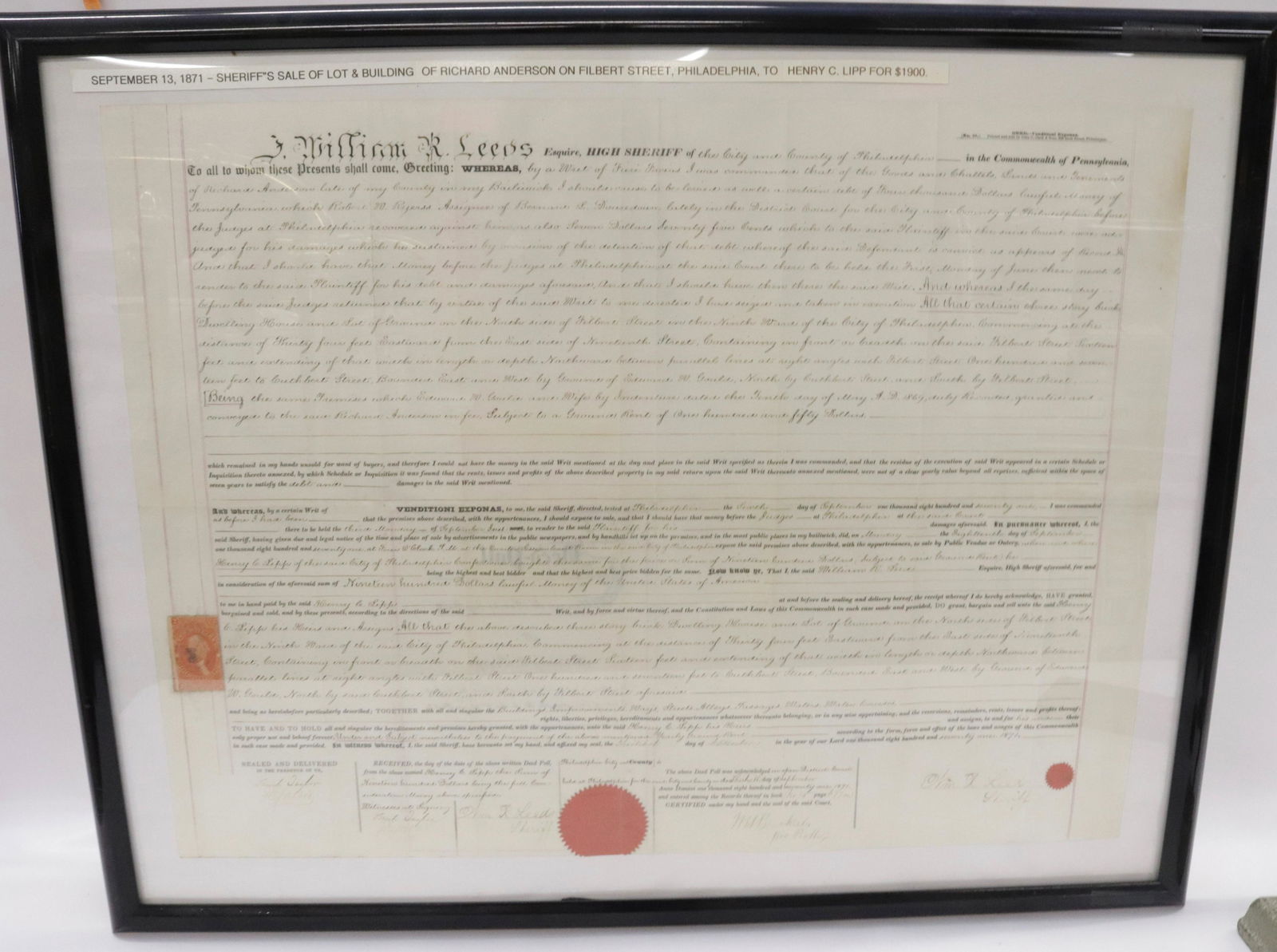 19TH C. SHERIFF'S SALE IN PHILADELPHIA (1 of 6)