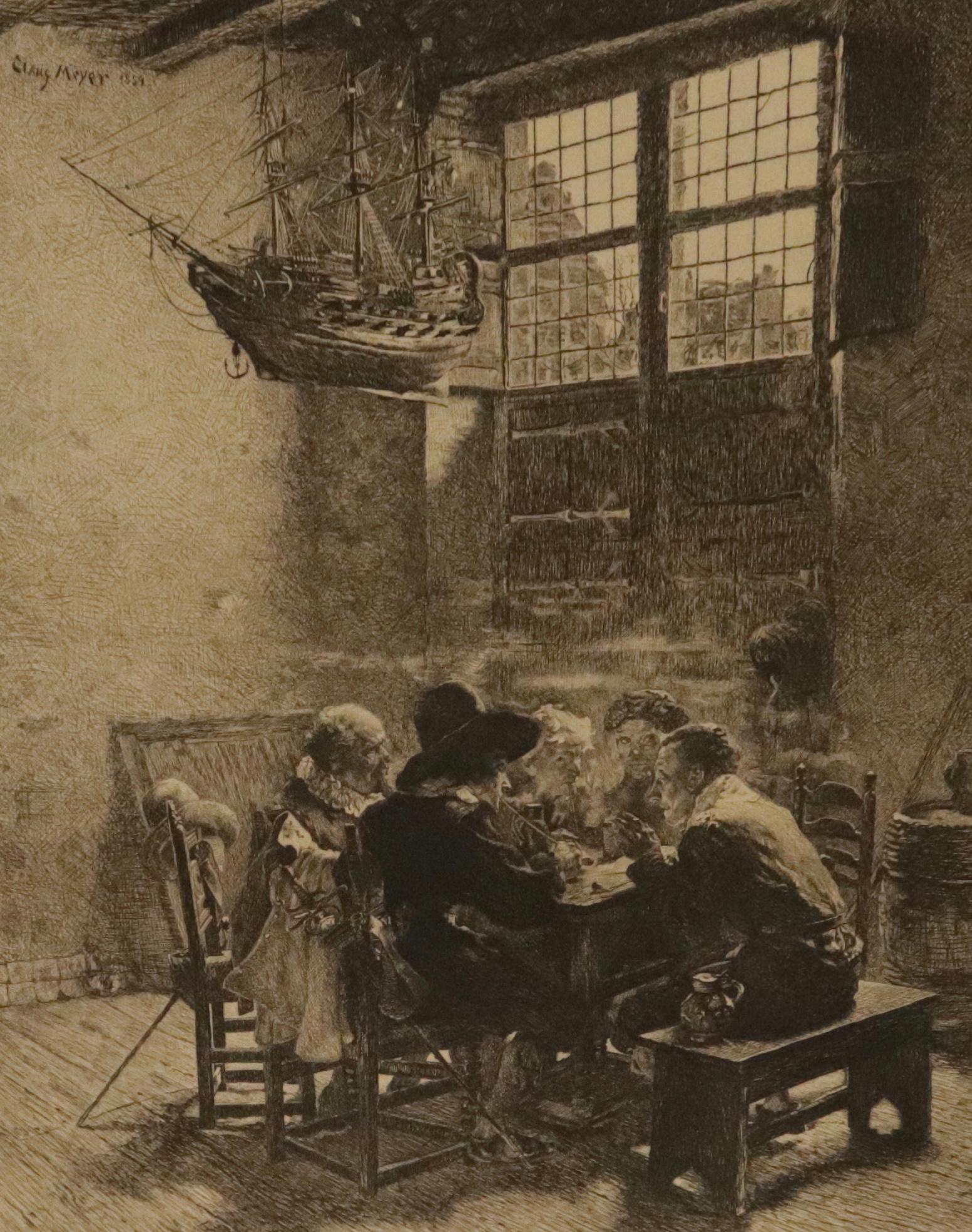 ANTIQUE ETCHING: A GHOST STORY" BY CLAUS MEYER 14" X 11.25