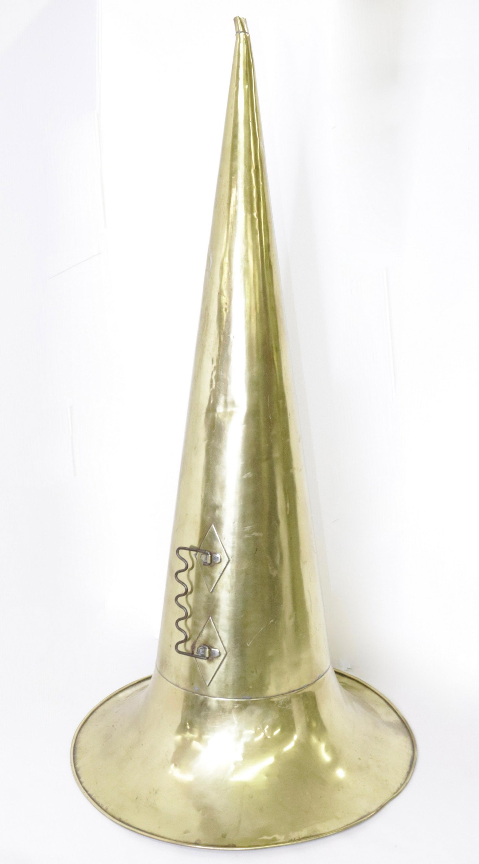 LARGE BRASS PHONOGRAPH HORN: 40.5" X 20"