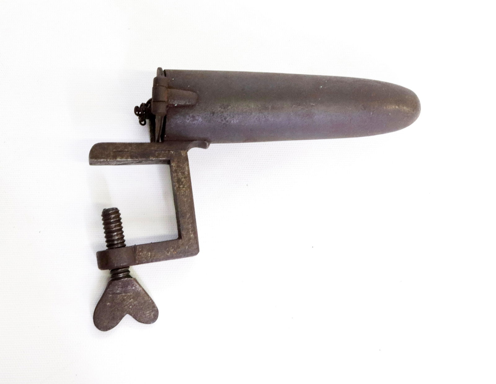 EARLY CLAMP-ON GOFFERING IRON: LARGE SIZE WITH HINGED DOOR Size 6"