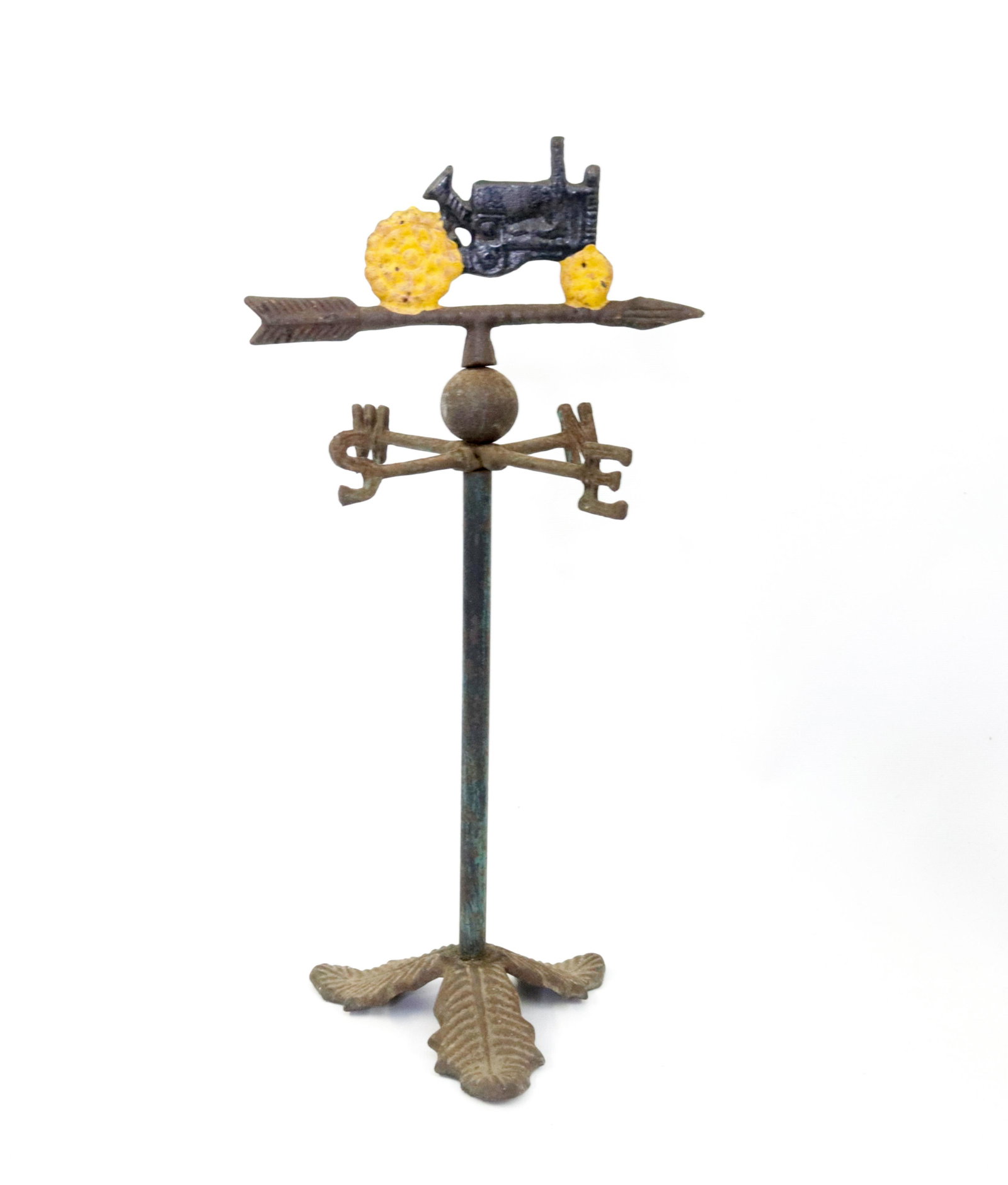 CAST IRON TRACTOR WIND DIRECTIONAL: PAINTED IRON. DECORATIVE Dimensions 15" H