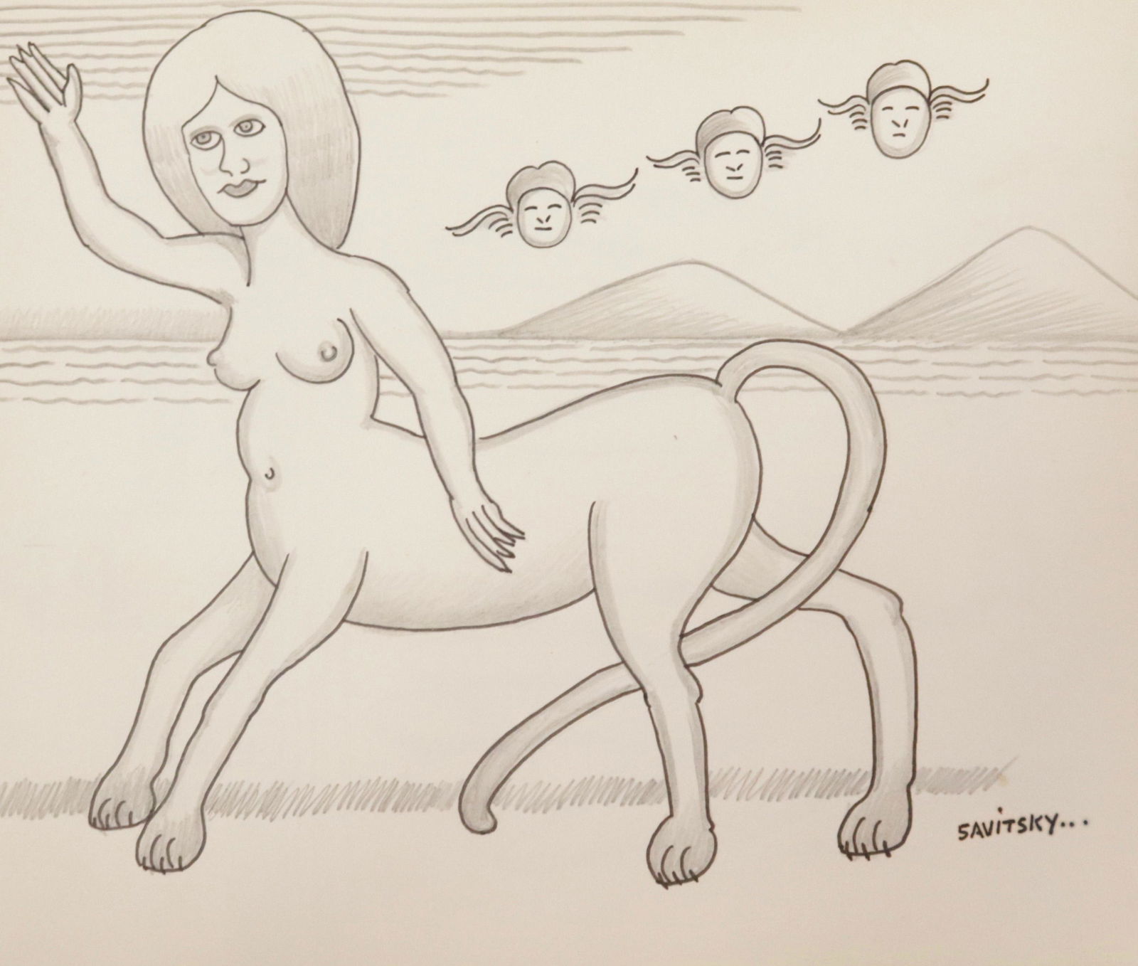 EARLY JACK SAVITSKY SKETCHBOOK: 1967 BLACK/WHITE PEN & INK SKETCHBOOK. CONTAINS 20 DRAWINGS. FROM THE COLLECTION OF MARYLOU AND JACK SAVITT 9" X 12"