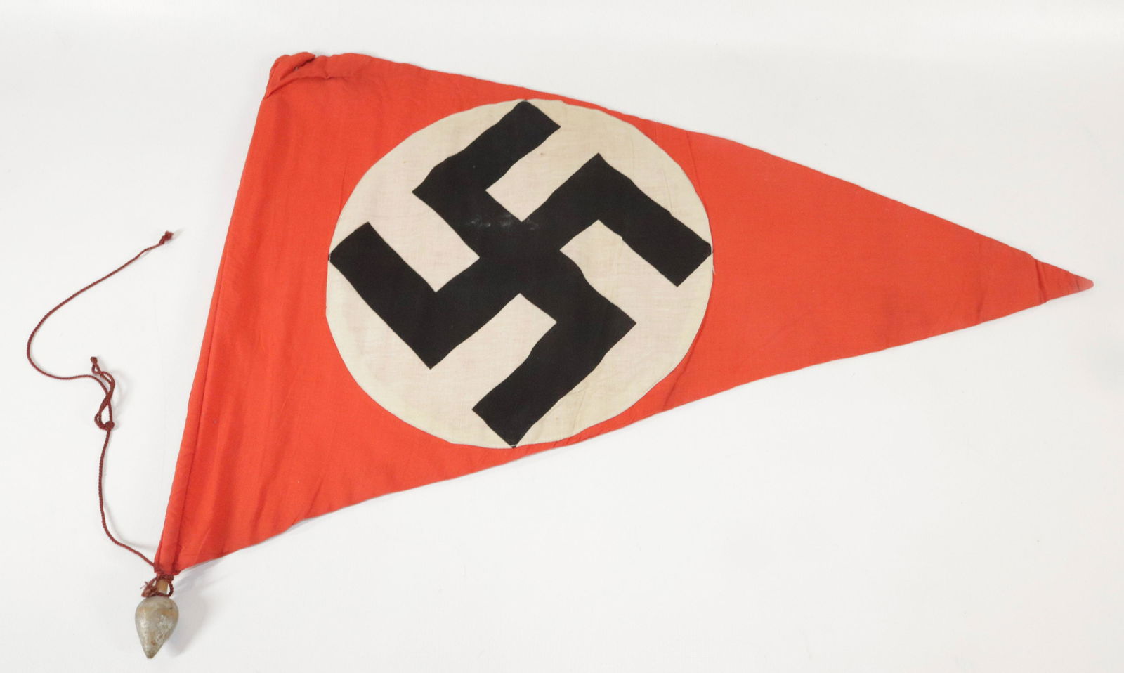 WWII GERMAN THIRD REICH FLAG: TRIANGULAR FLAG OR CAR PENNANT Size 23" X 29"