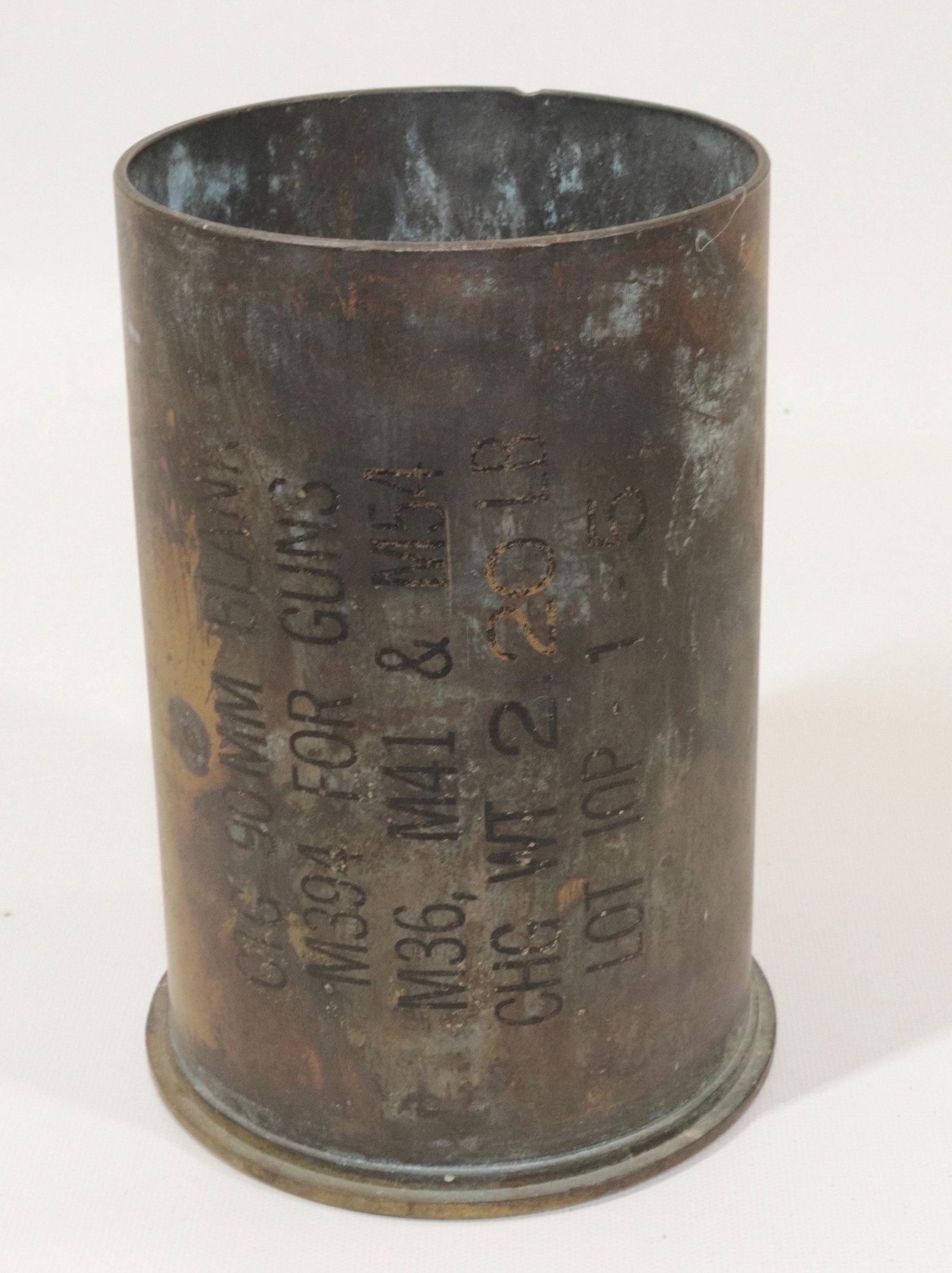 LARGE TRENCH ART SHELL: 90MM - 1945