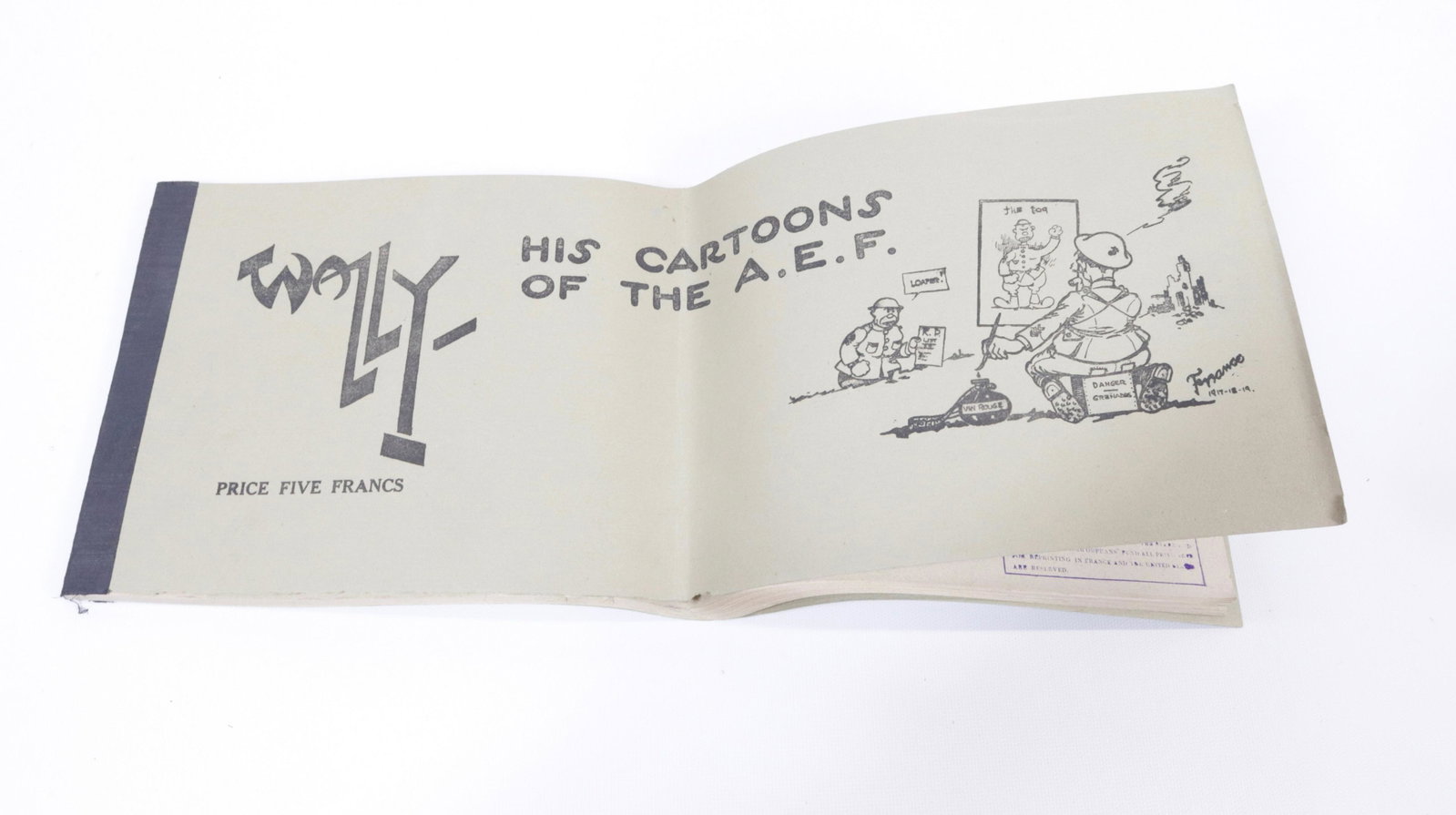 CARTOON BOOK: WWI CARTOON BOOK "WALLY" HIS CARTOONS OF THE A.E.F. Size 18" X 7"