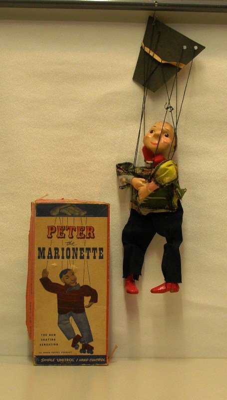 PETER THE MARIONETTE PETER PUPPET PLAYTHING IN ORI: PETER THE MARIONETTE PETER PUPPET PLAYTHING IN ORIGINAL BOX "TORN BOX"