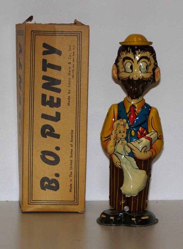 8 1/2" MARX TIN LITHO B.O. PLENTY W/ BOX (MISSING : 8 1/2" MARX TIN LITHO B.O. PLENTY W/ BOX (MISSING FLAP)