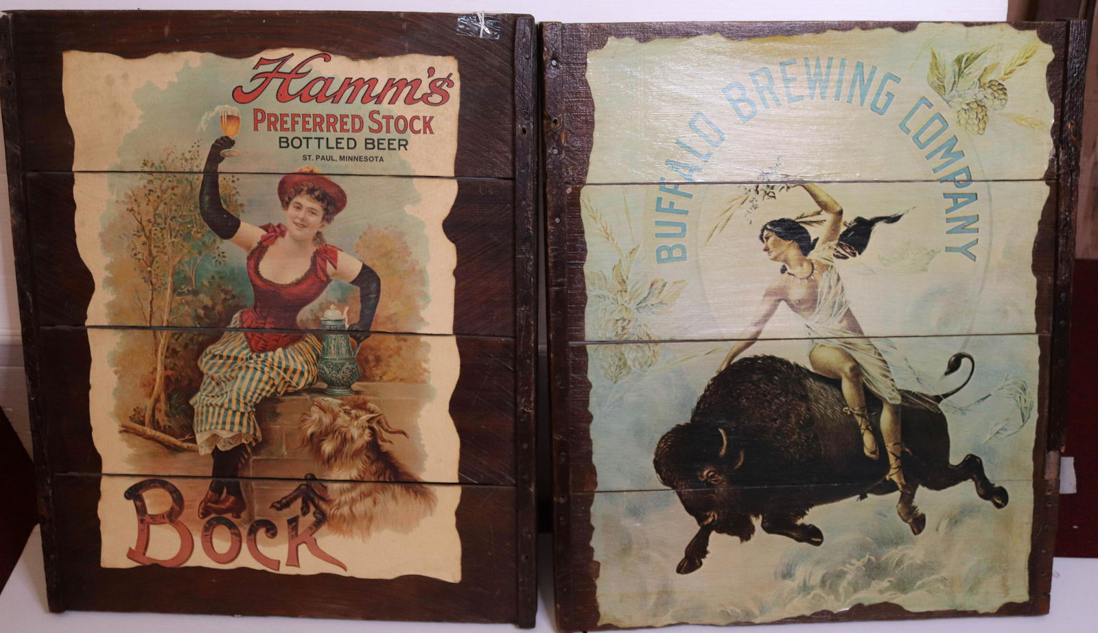 PAIR OF DECORATIVE BEER ADVERTISEMENTS (1 of 2)
