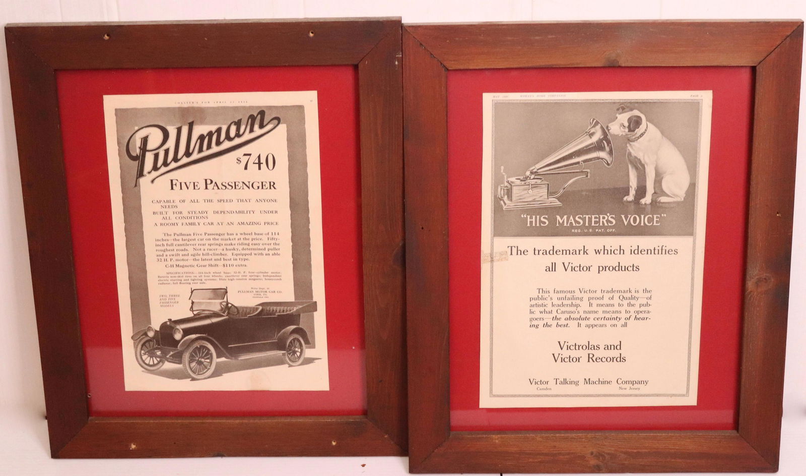 PAIR OF VINTAGE FRAMED ADVERTISERS (1 of 3)
