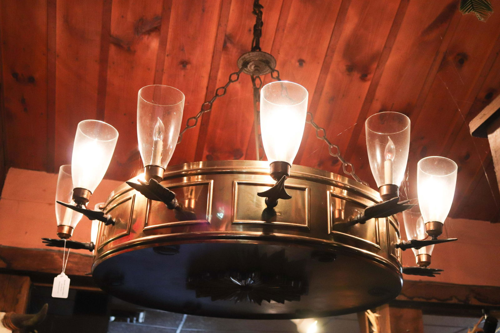 LARGE BRASS HANGING LIGHT FIXTURE (1 of 3)