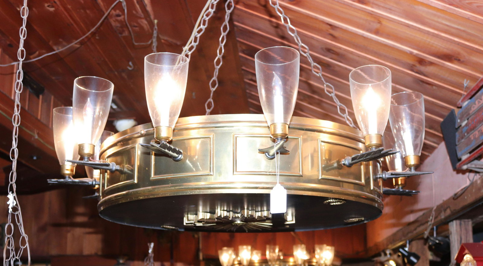 LARGE BRASS HANGING LIGHT FIXTURE (1 of 2)