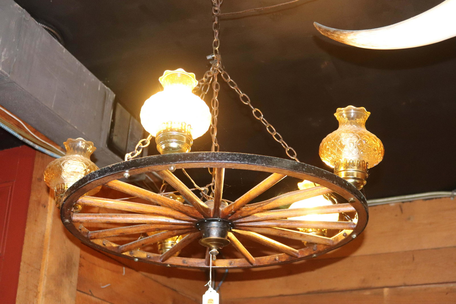 VINTAGE WAGON WHEEL HANGING LIGHT (1 of 1)