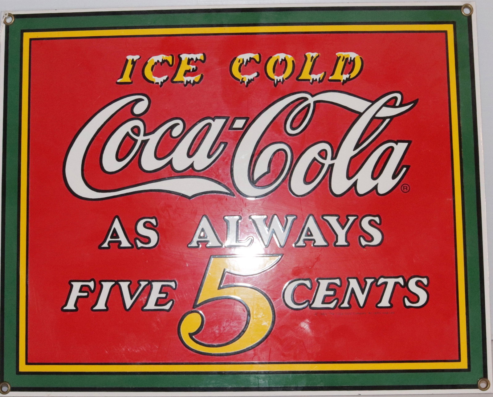 PORCELAIN ANDE ROONEY ADVERTISING SIGN: ICE COLD COCA COLA Size 10 1/2" X 13" Disclaimer PLEASE READ BEFORE BIDDING!!! Pick-up will be Tuesday January 5th, 2021 from 9:00am till 5:00pm and Thursday January 7th, 2021 from 9:00am till 5:00pm.