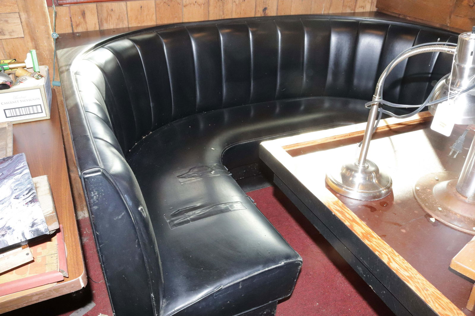 LARGE VINYL WALL BOOTH WITH FIVE TABLES (1 of 4)