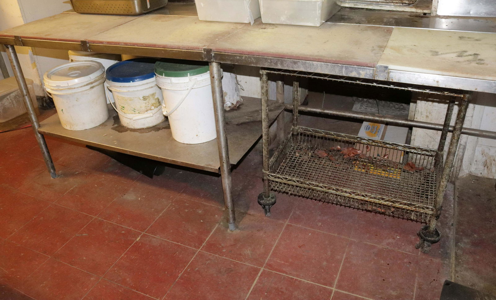 STAINLESS STEEL WORK TABLE WITH CUTTING BOARDS (1 of 1)