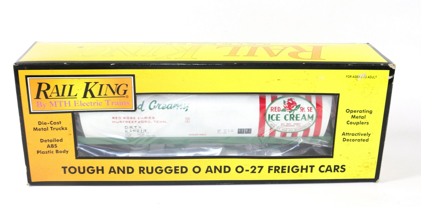 MTH RAILKING TRAIN CAR: RED ROSE ICE CREAM TANK CAR