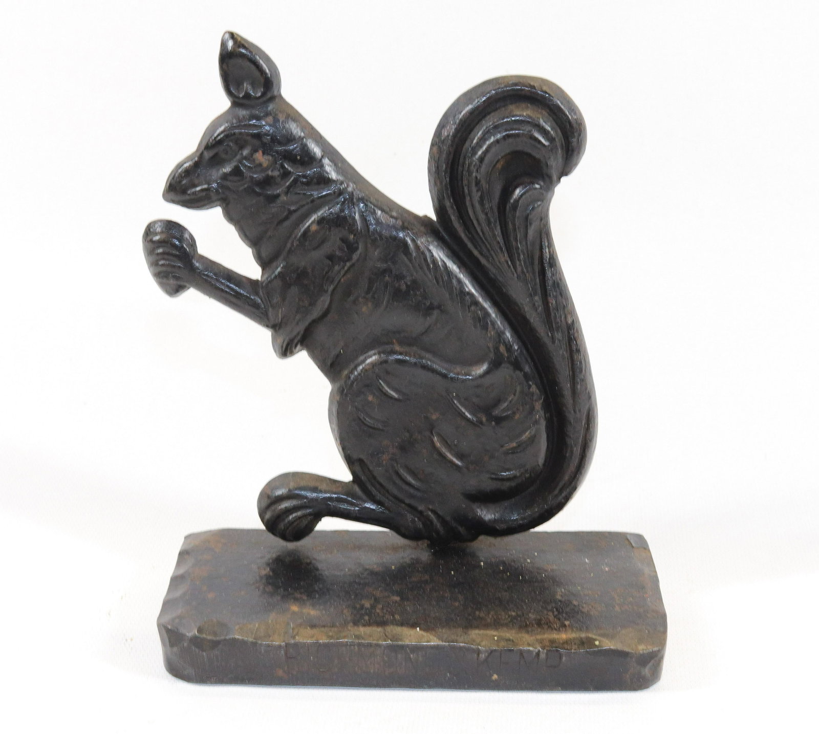 CAST IRON SQUIRREL DOORSTOP: MRKD. RICHMOND & KEMP. PAINTED BLACK SURFACE Dimensions 7" X 6"