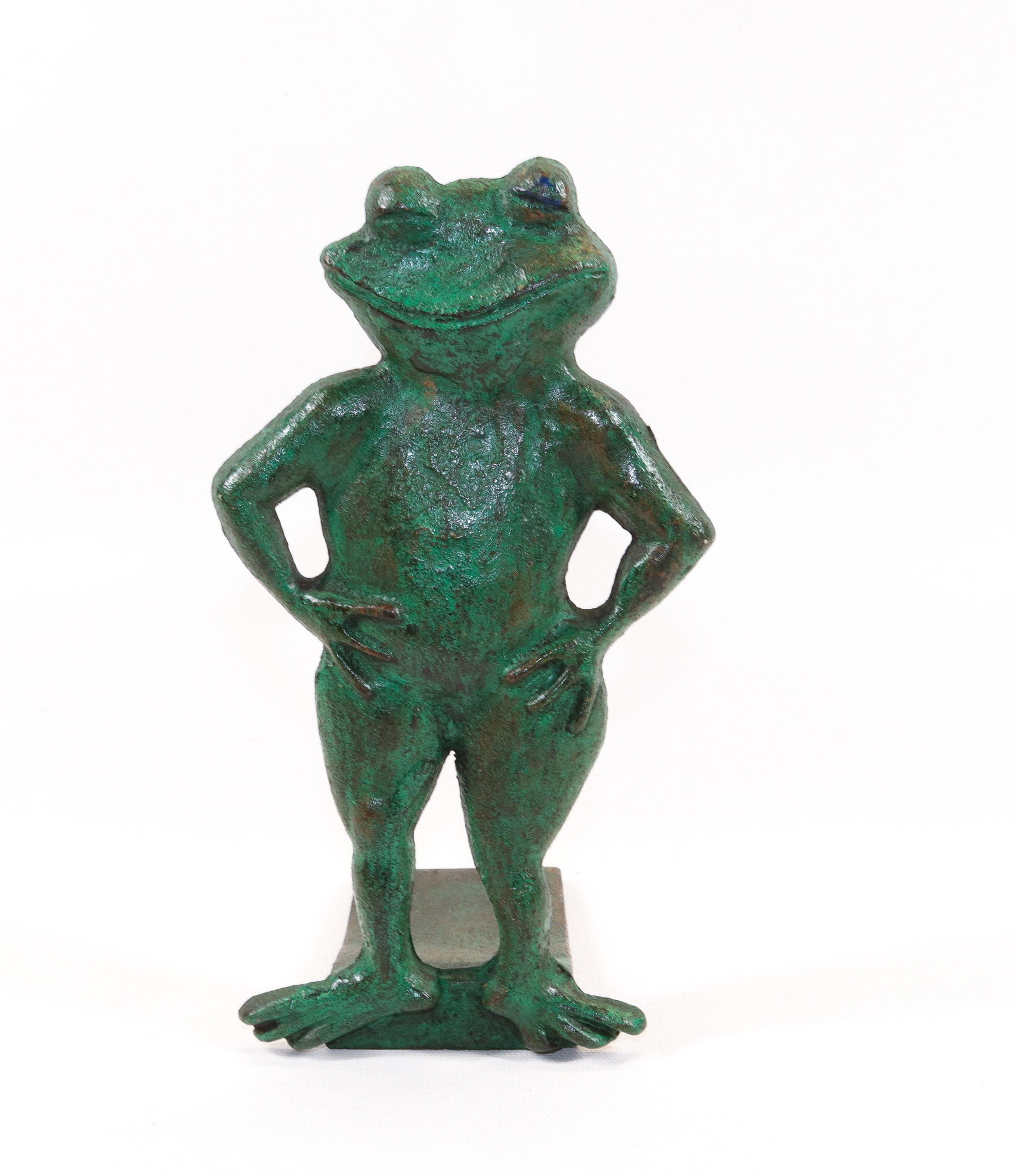 CAST IRON FROG DOORSTOP: PAINTED SURFACE. WEDGE STYLE Dimensions 8 3/4" H