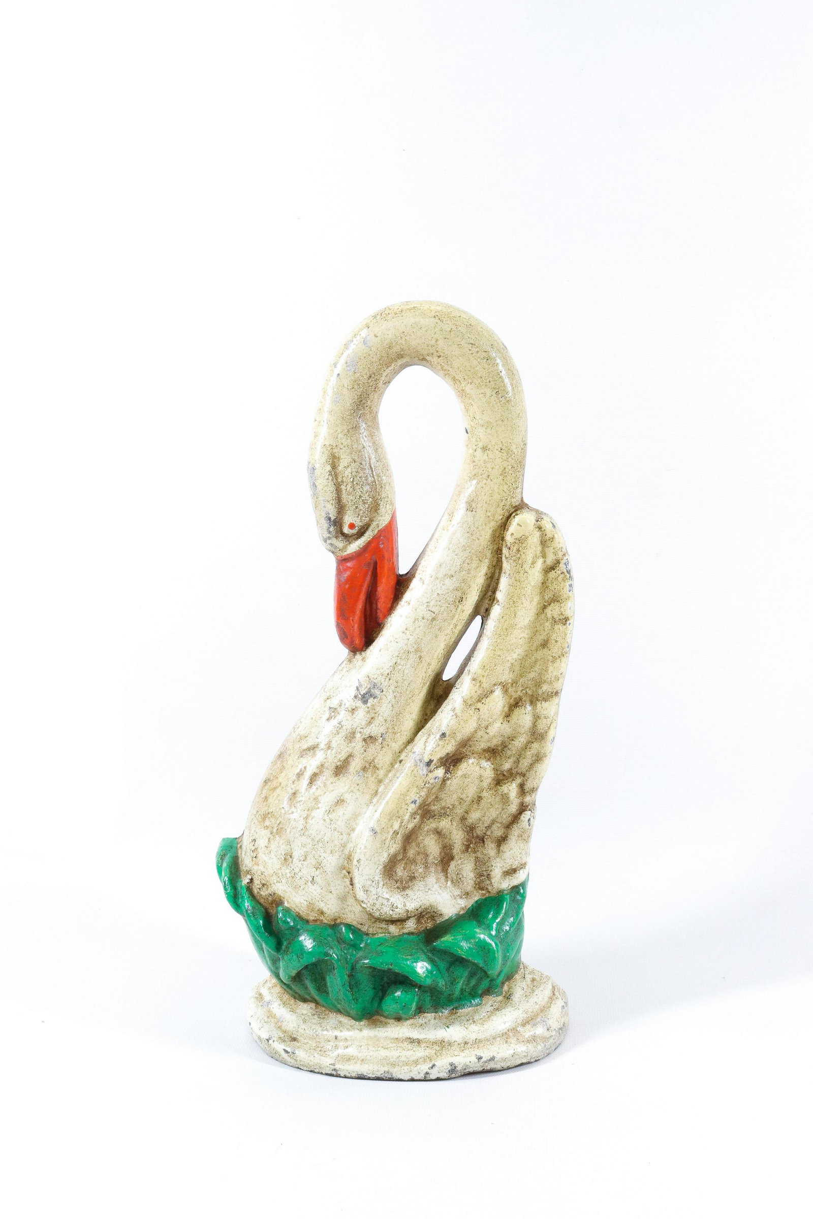 CAST IRON SWAN DOORSTOP: PAINTED SURFACE Dimensions 14 1/2"
