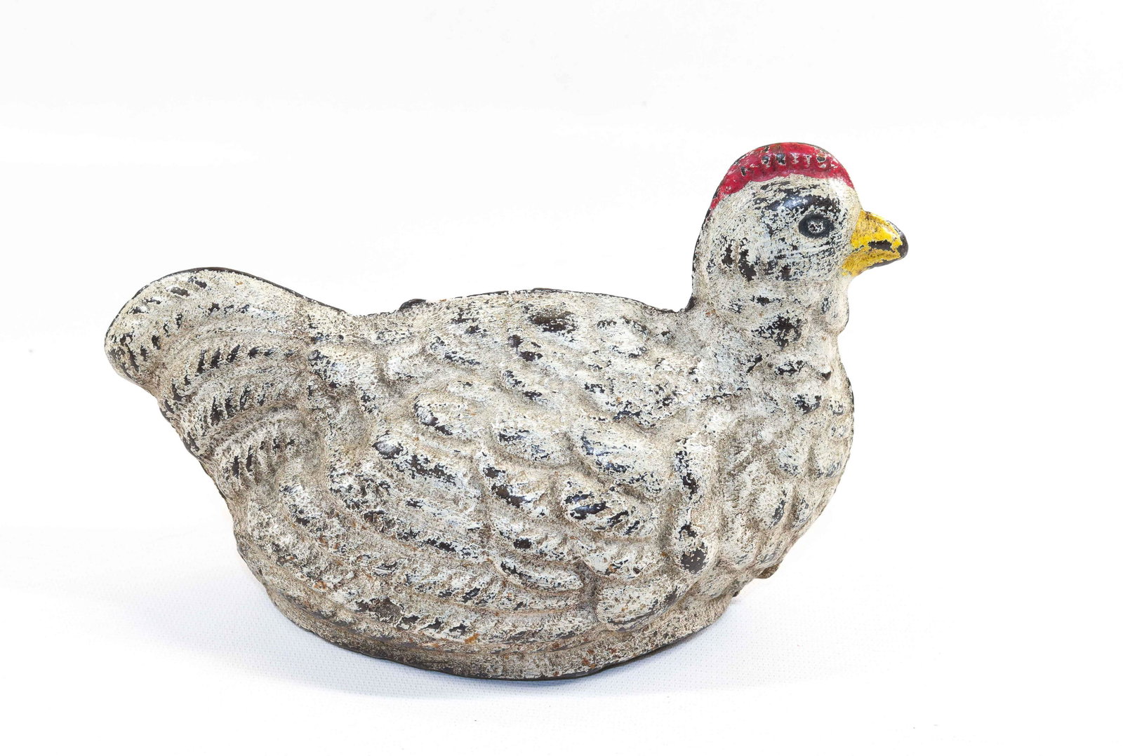 CAST IRON HEN DOORSTOP: PAINTED SURFACE. HOLLOW BODY Dimensions 5 1/4" X 8"