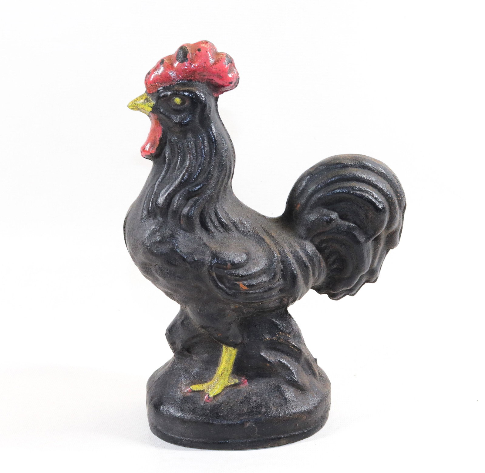 CAST IRON ROOSTER DOORSTOP: PAINTED HIGHLIGHTS Dimensions 9 1/2" H