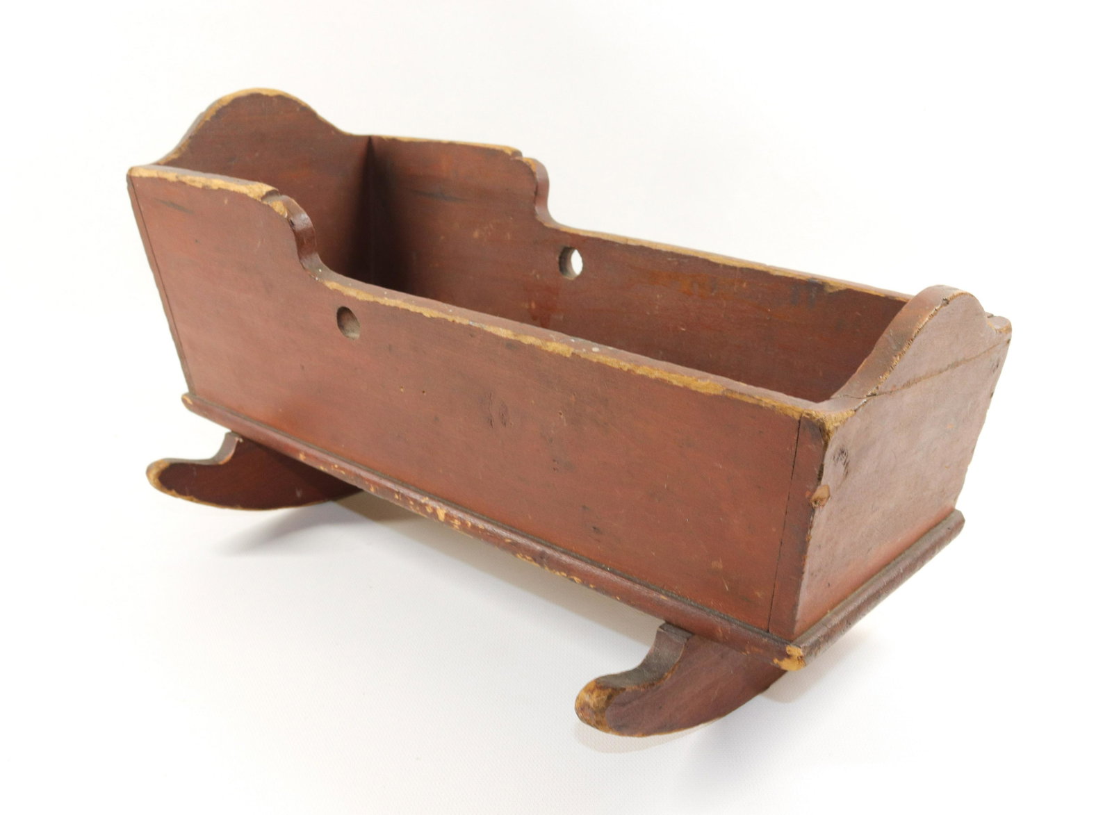WOODEN DOLL CRADLE: SQUARE NAIL CONSTRUCTION Dimensions 7 3/4" H X 14" L