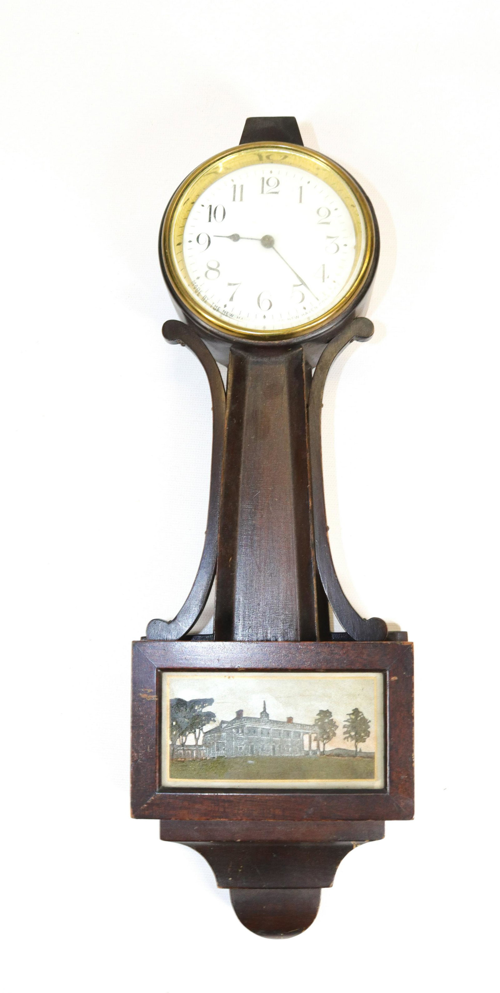 NEW HAVEN MT. VERNON BANJO CLOCK: SMALL SIZE. MISSING FINIAL Dimensions 16 1/2" L
