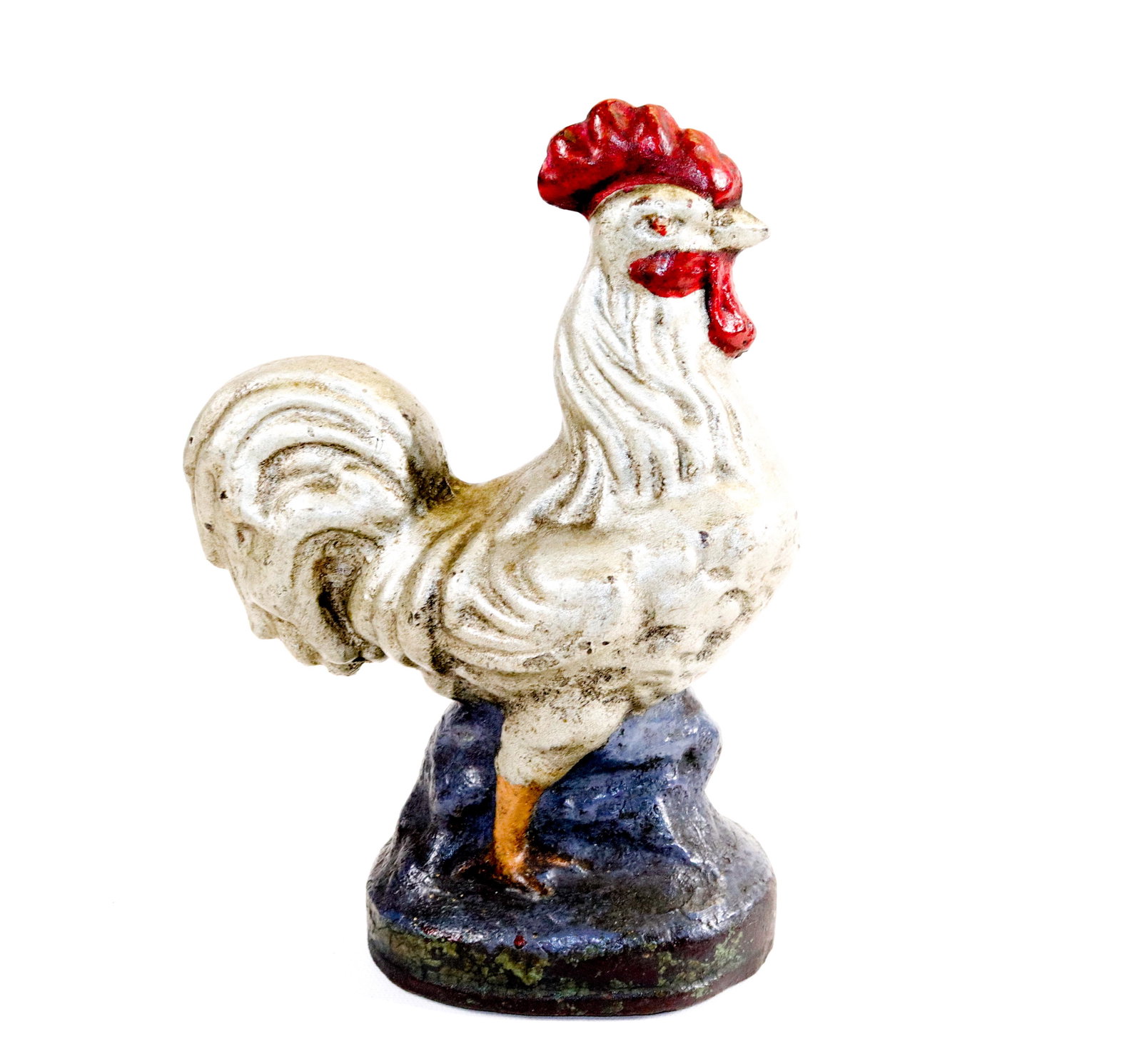 CAST IRON ROOSTER DOORSTOP: PAINTED DOORSTOP Dimensions 9 3/4" H