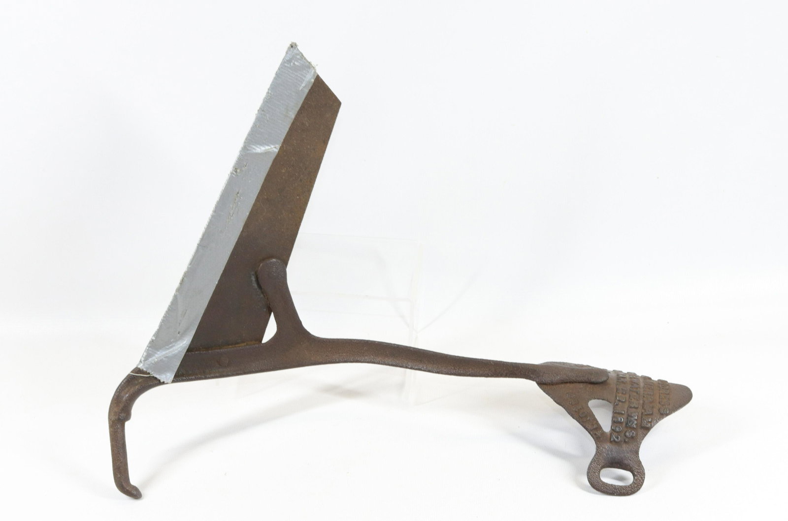 19TH C. CAST IRON IMPLEMENT: MRKD. MERRIAM, WHITEWATER WIS. PAT'D 1892 Dimensions 15" X 14"