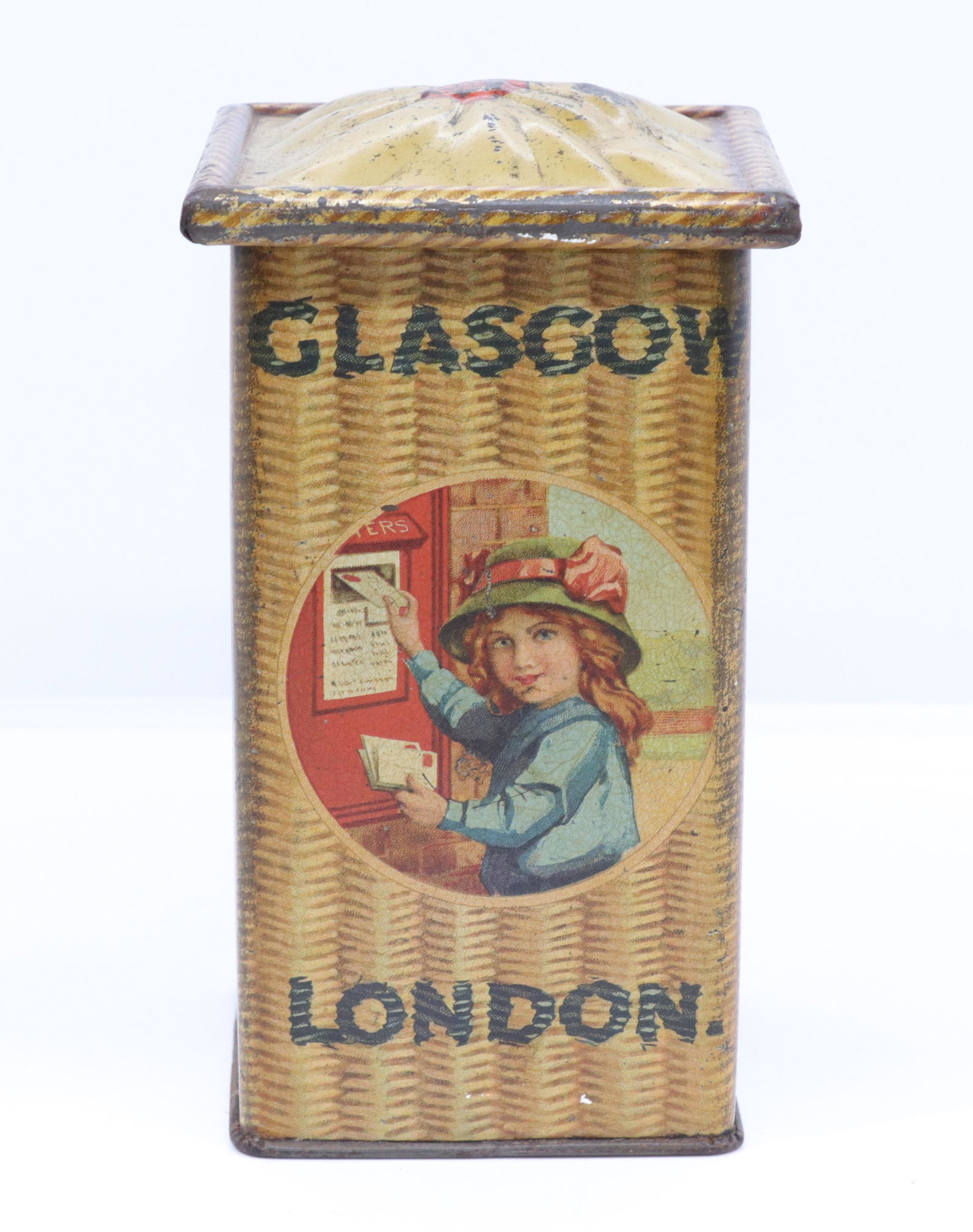 TIN LITHOGRAPH "POST OFFICE" BISCUIT TIN (1 of 4)