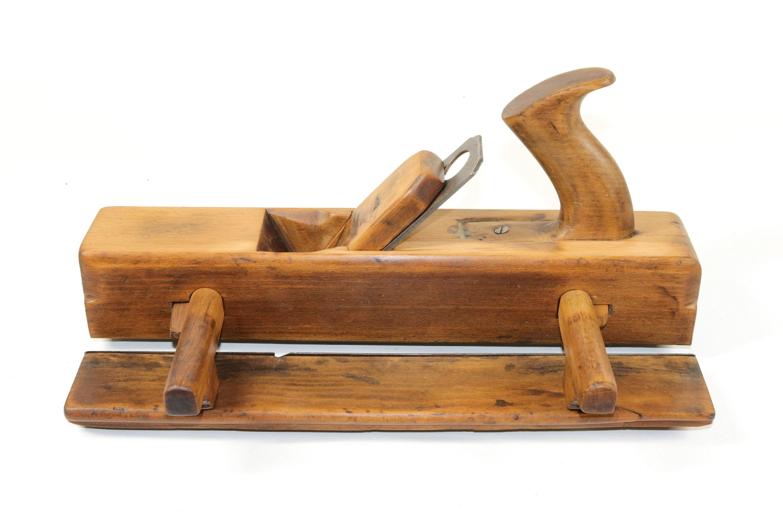 ANTIQUE WOODEN TONGUE PLANE: UNMARKED 2" IRON - 14" L
