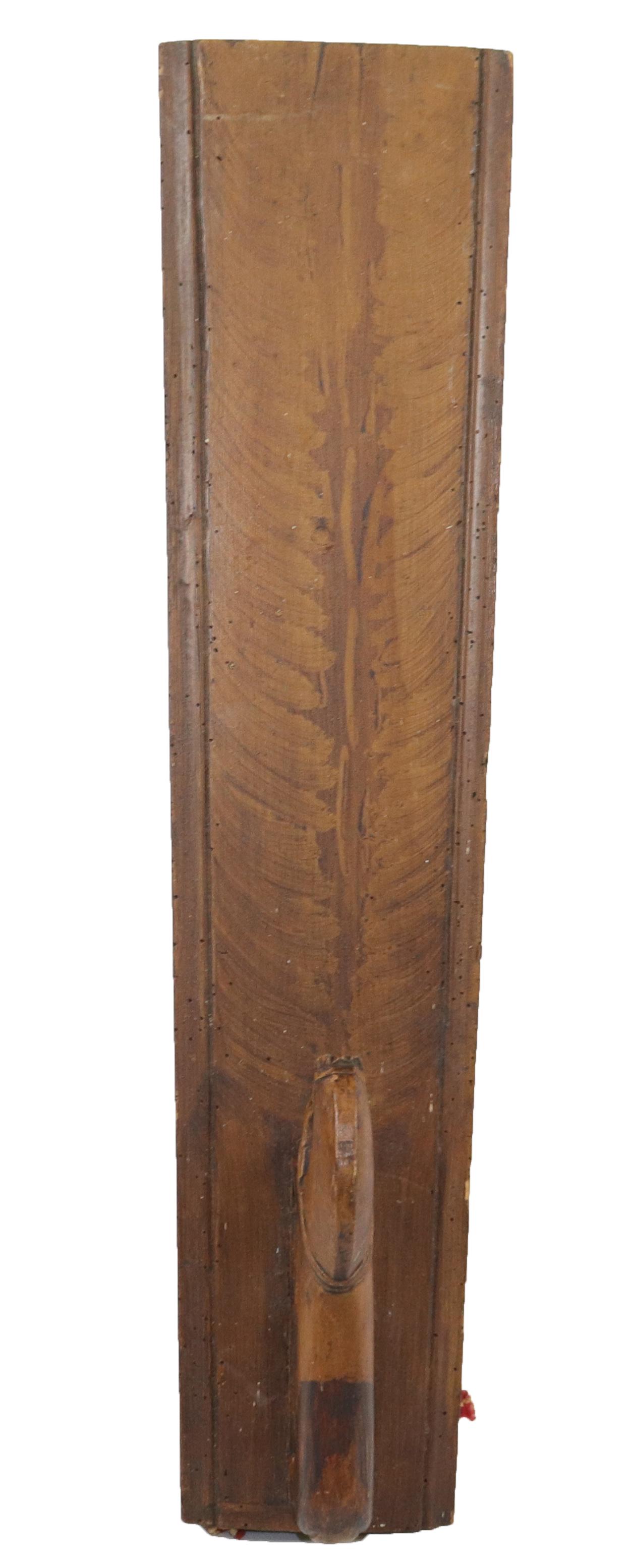 CARVED EUROPEAN MANGLE BOARD: PLAIN STYLE BOARD WITH HORSE HANDLE - BROWN PAINT Size: 25" L