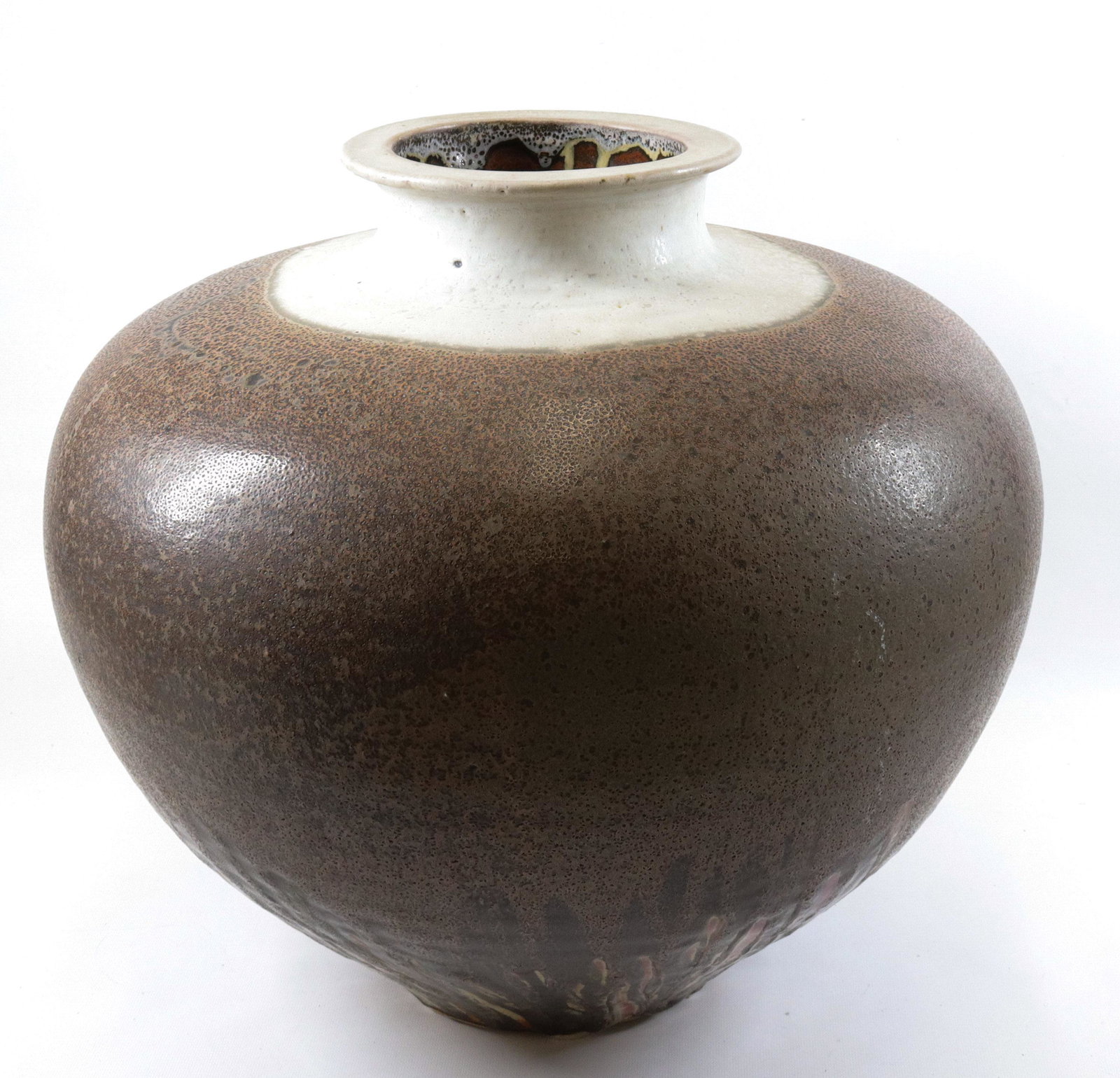 PAUL CHALEFF STONEWARE VESSEL: MULTI-GLAZED. SGND. ON BOTTOM AND DATED 2005. HEAVY Size: 18" X 19"