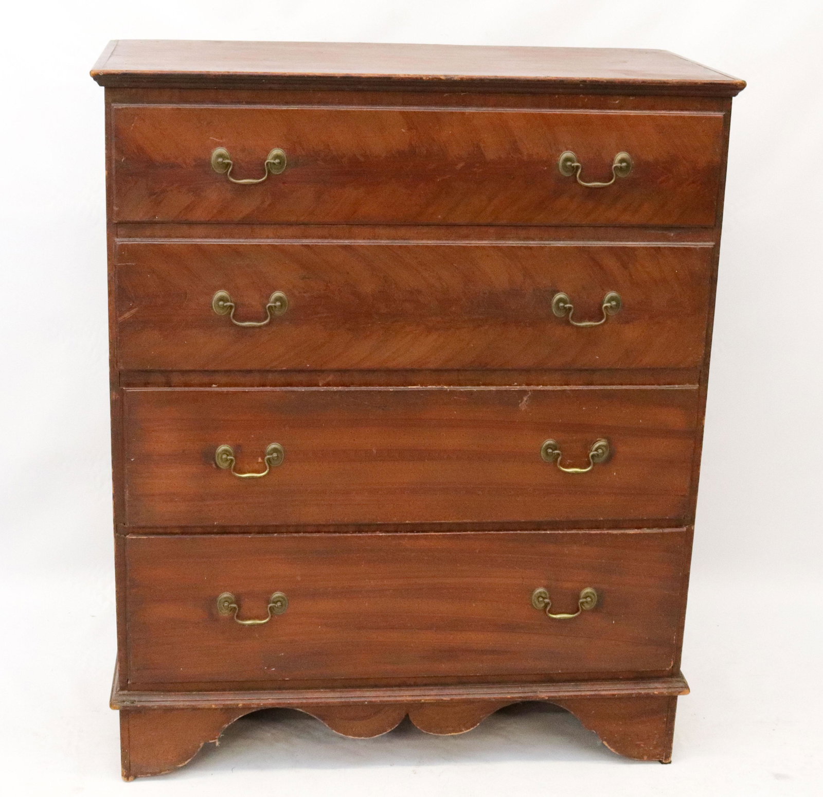 PAINT DECORATED BLANKET CHEST: LIFT LID CHEST WITH 2 FAUX DRAWERS OVER TWO DRAWERS, BRACKET FEET, AND ORIGINAL BRASS HARDWARE Size: 45" X 37 1/4" X 17"