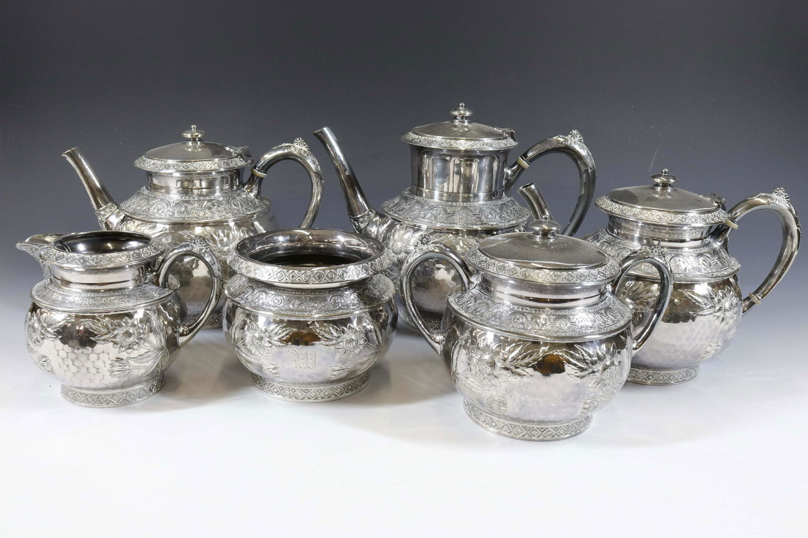 SILVER PLATE TEA & COFFEE SERVICE (1 of 2)