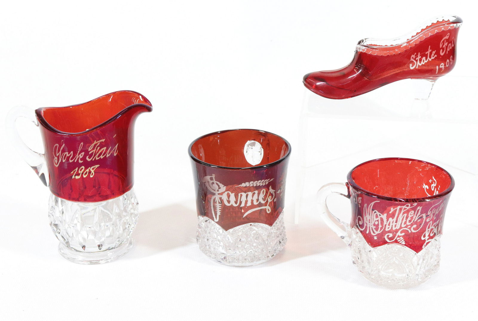 GROUP LOT OF RUBY SOUVENIR GLASS (1 of 2)