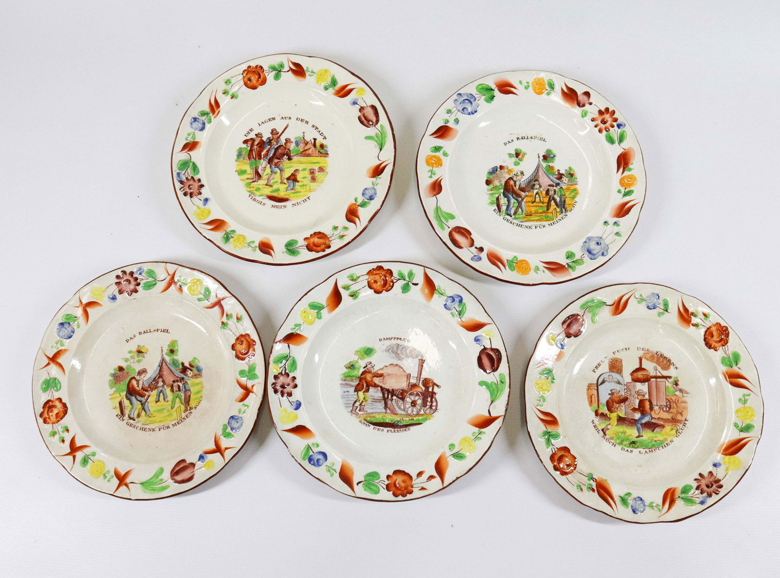 GROUP OF (5) GERMAN VERSE PLATES (1 of 2)