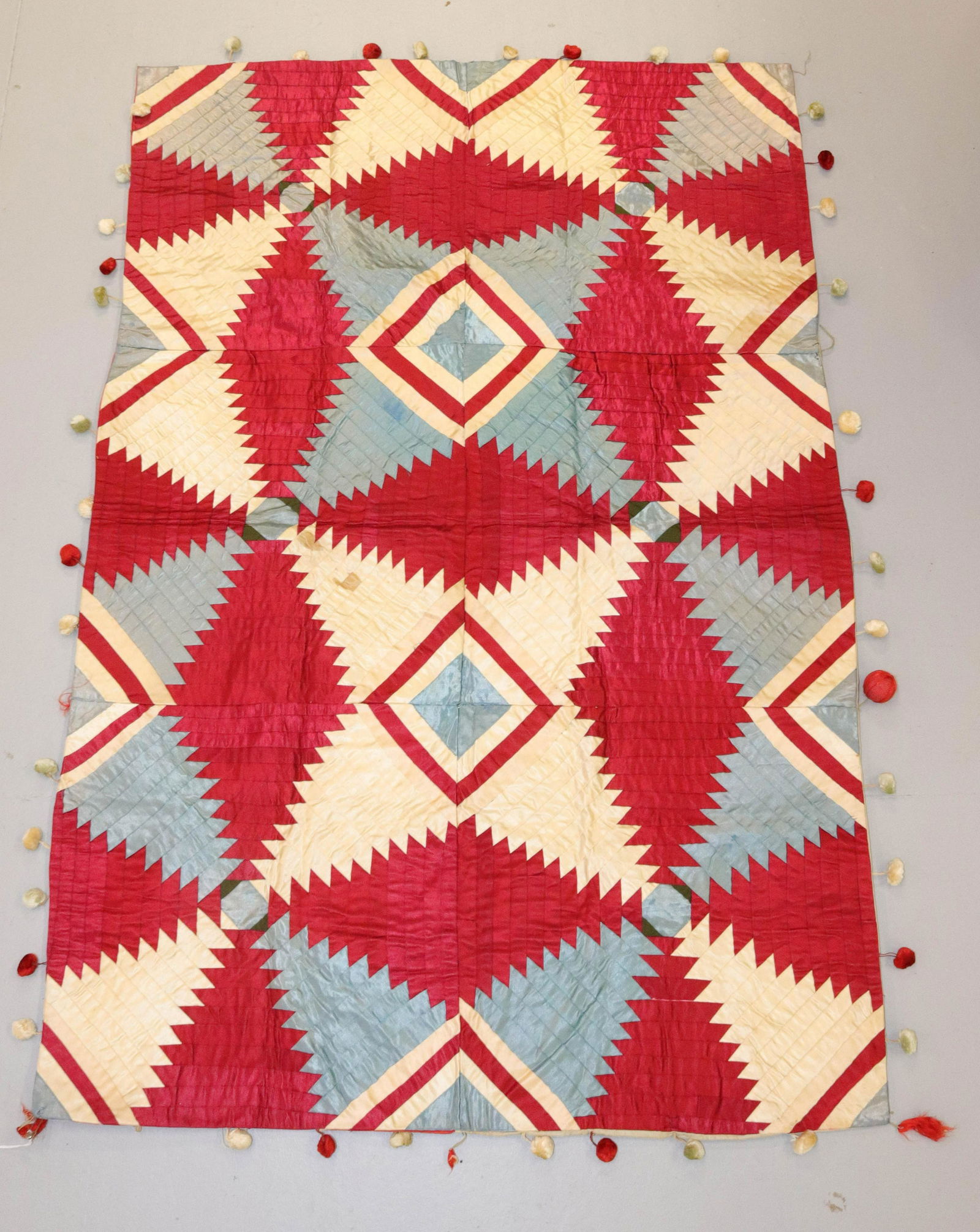 19TH C. SILK TABLE MAT OR CRIB QUILT (1 of 3)