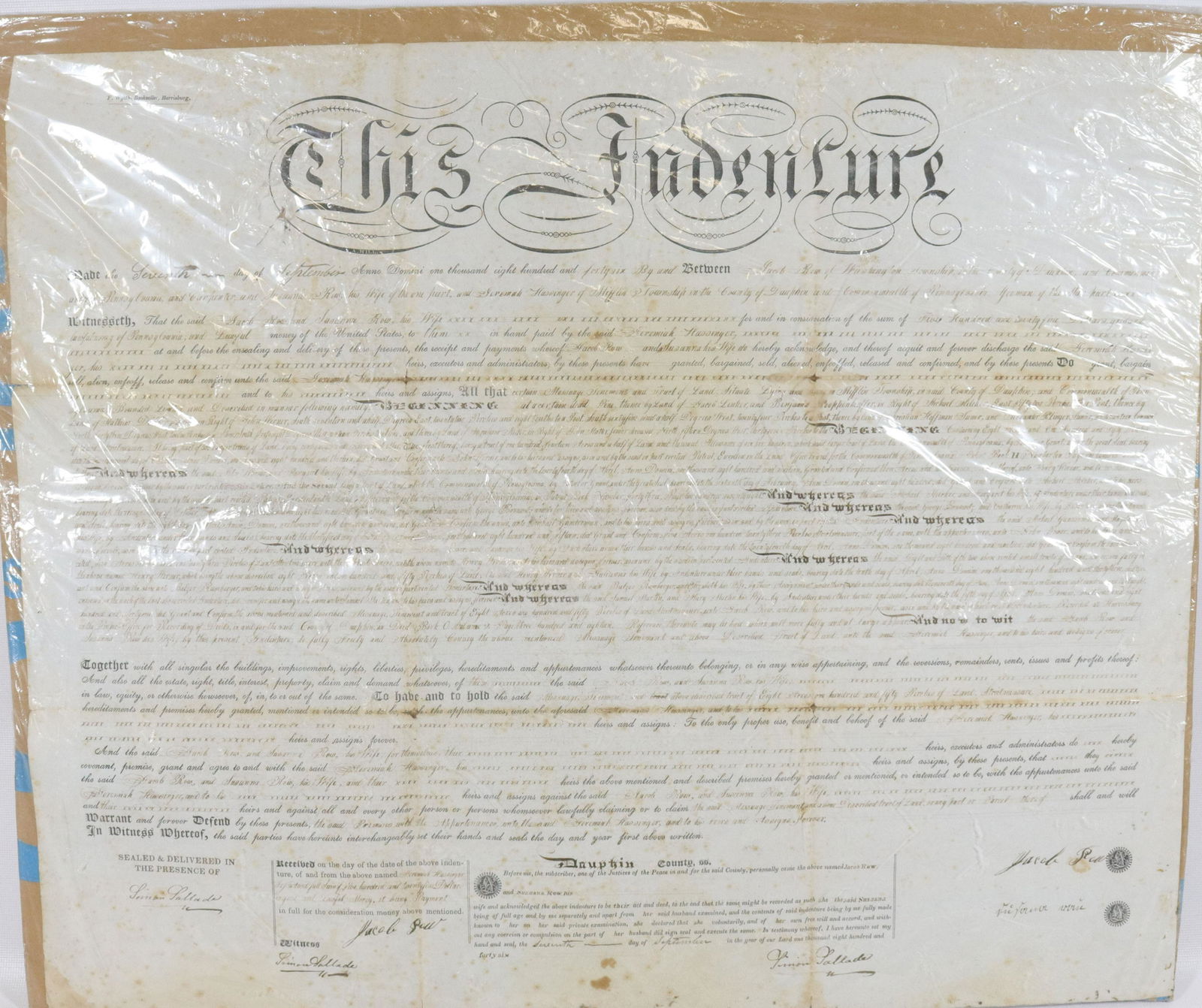 1846 INDENTURE DAUPHIN COUNTY, PA (1 of 2)