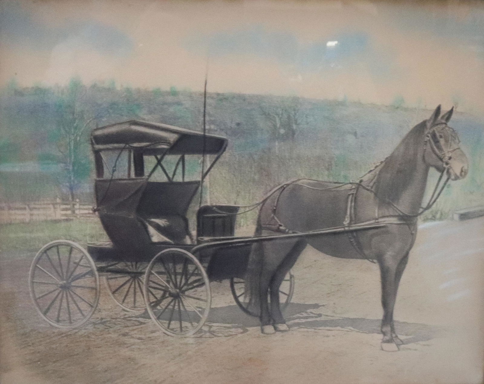 19TH C. PASTEL OF HORSE AND BUGGY (1 of 4)