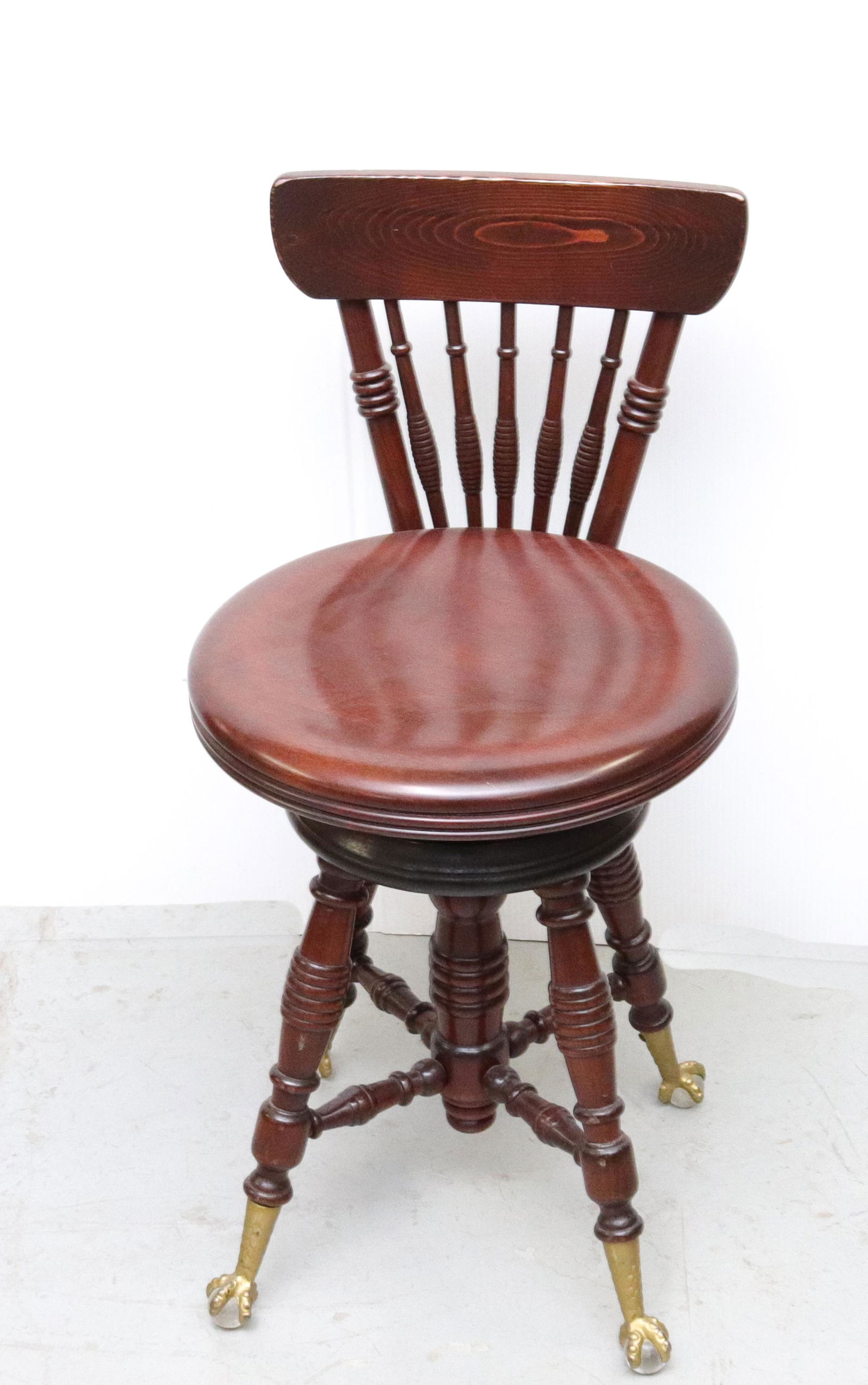 ANTIQUE PIANO STOOL WITH SPINDLE BACK (1 of 2)